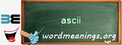 WordMeaning blackboard for ascii